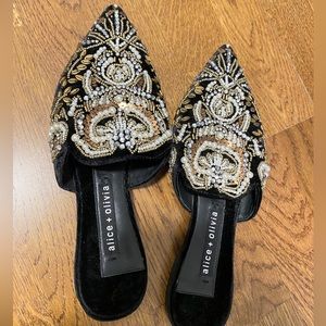 Alice + Olivia embroidered mules